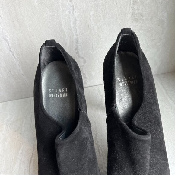 ** STUART WEITZMAN BLACK SUEDE BOOTIE Platform SLIM HEEL size 8.5 - Picture 3 of 10